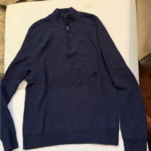 Express Men's Dark Blue Zip-Up Sweater